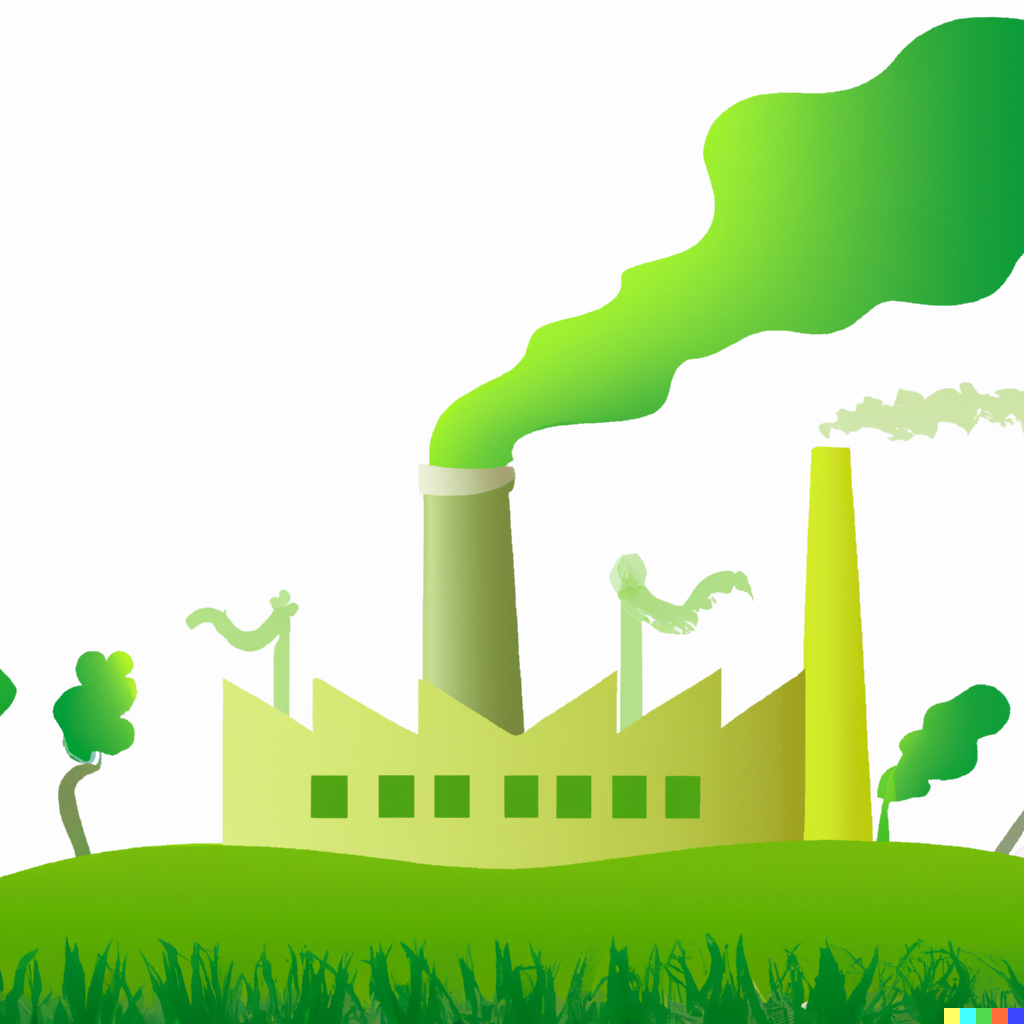Une usine verte avec de la fumée verte 