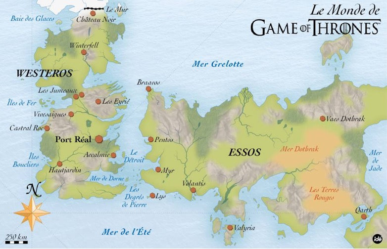 Carte Game of Thrones (Westeros-Essos)